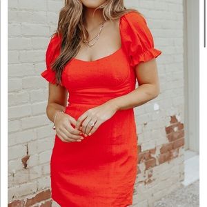 Red backless dress
